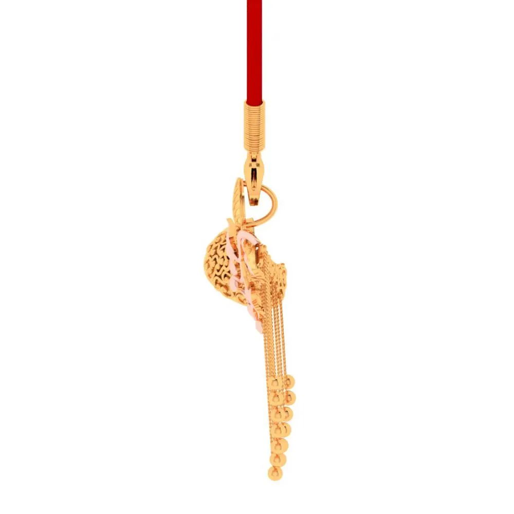 14k Ball Drop Gold Necklace With Leaves