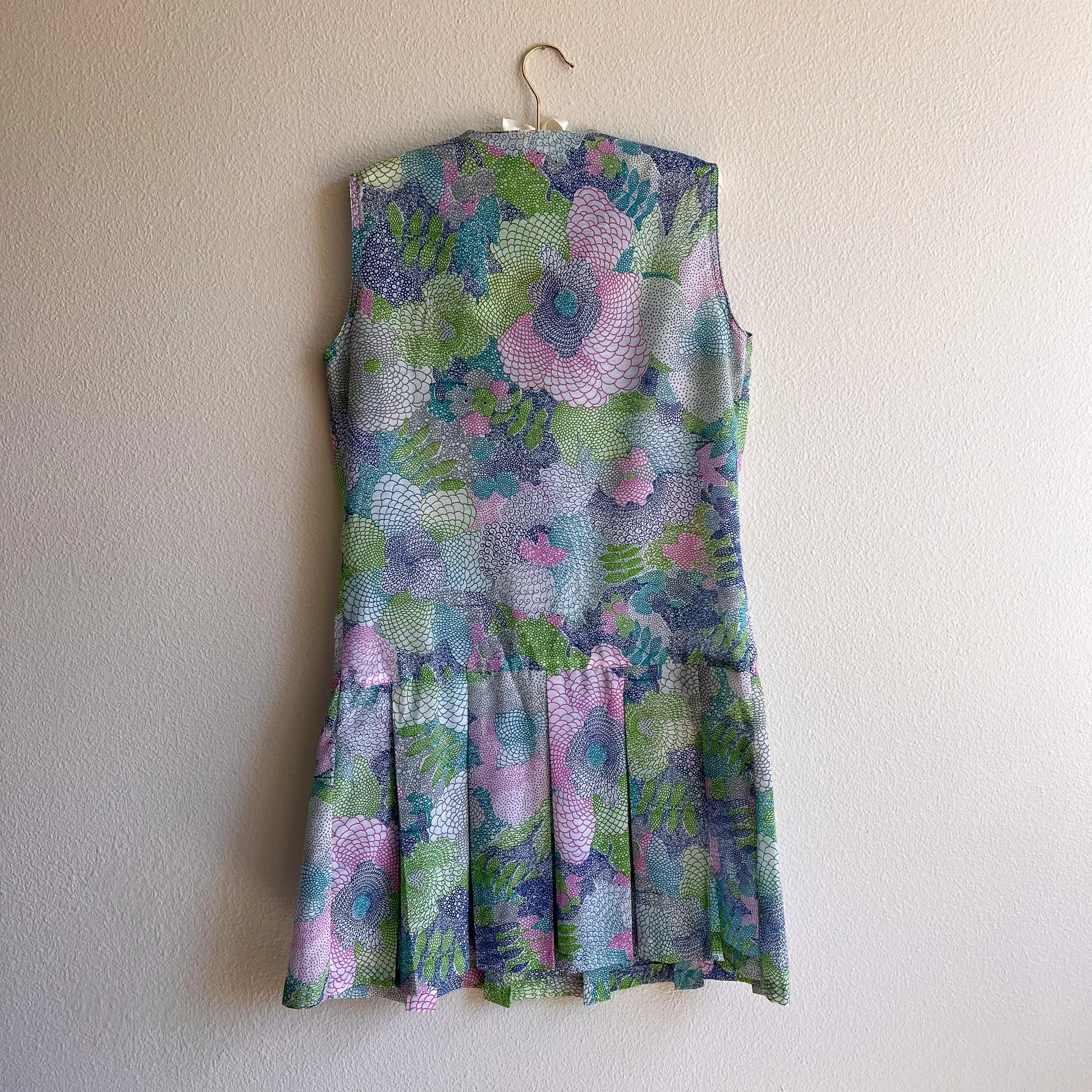 1960s Blue Novelty Print Collared Babydoll Dress (M/L)