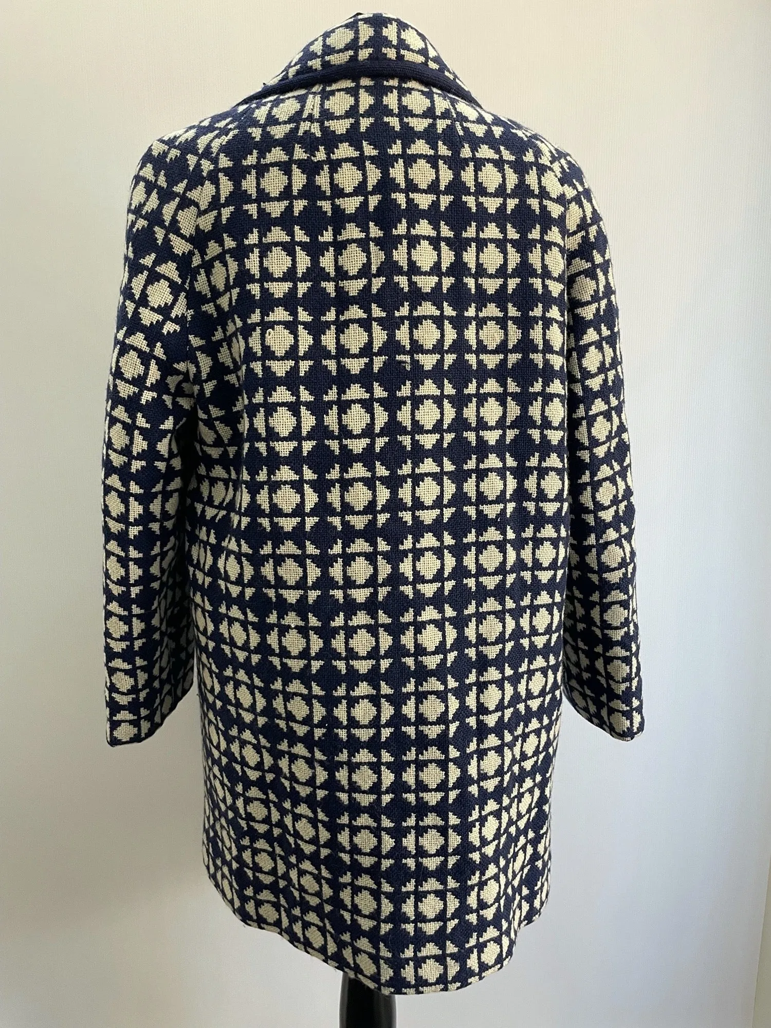 1960s Patterned Wool Winter Coat - Size 16