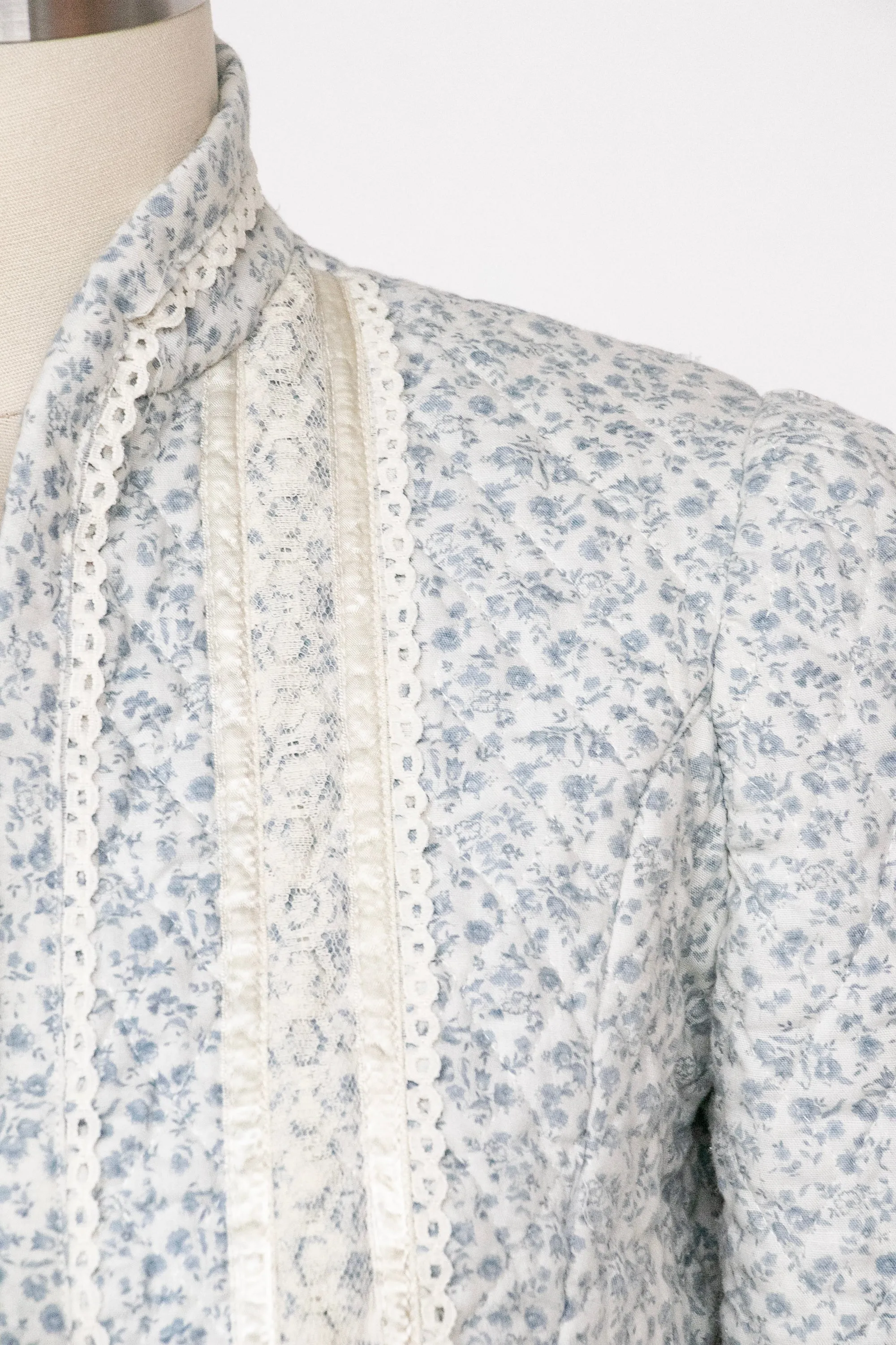 1970s Cropped Quilted Jacket Floral Cotton S