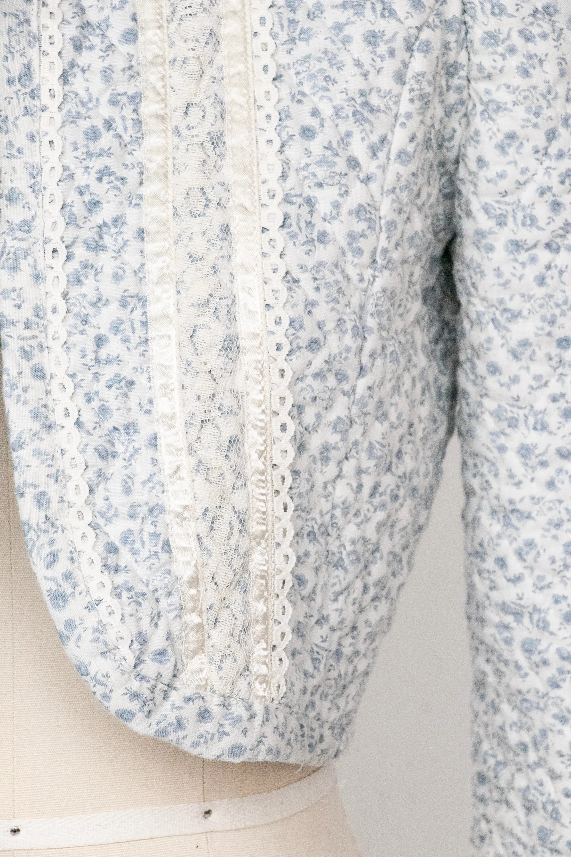 1970s Cropped Quilted Jacket Floral Cotton S