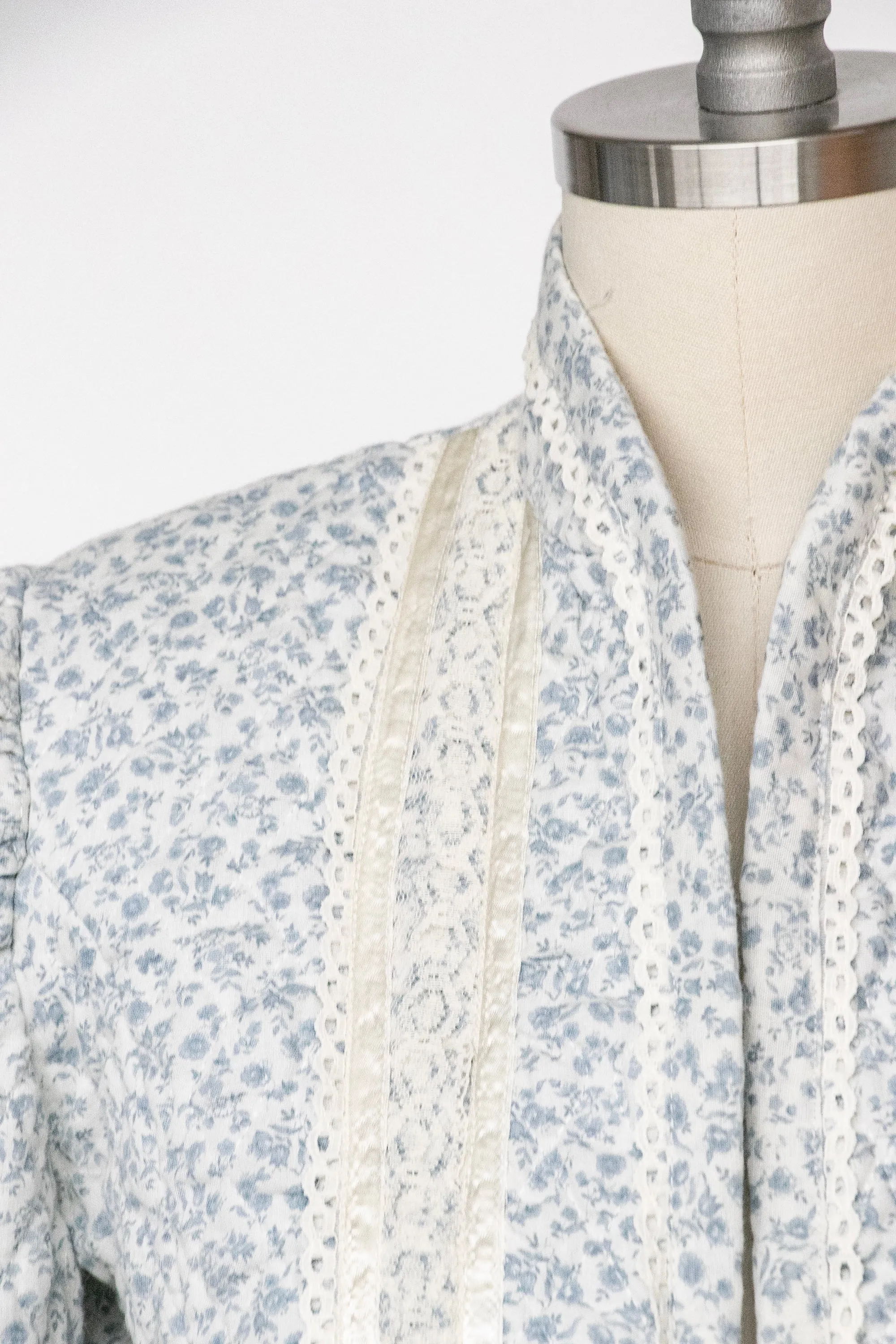 1970s Cropped Quilted Jacket Floral Cotton S