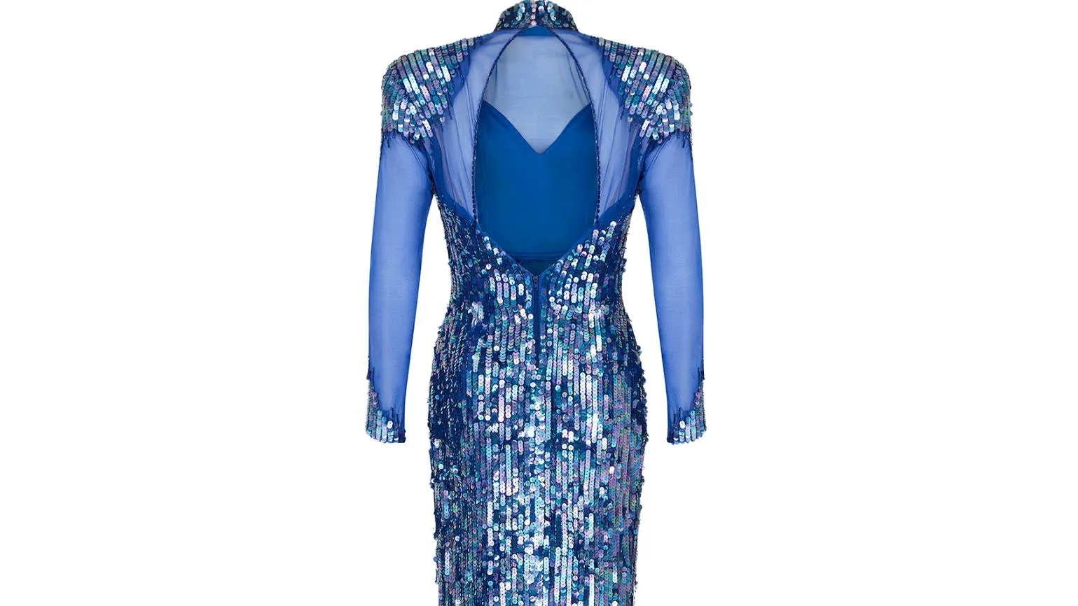 1980s Casadei Blue Sequined Maxi Dress