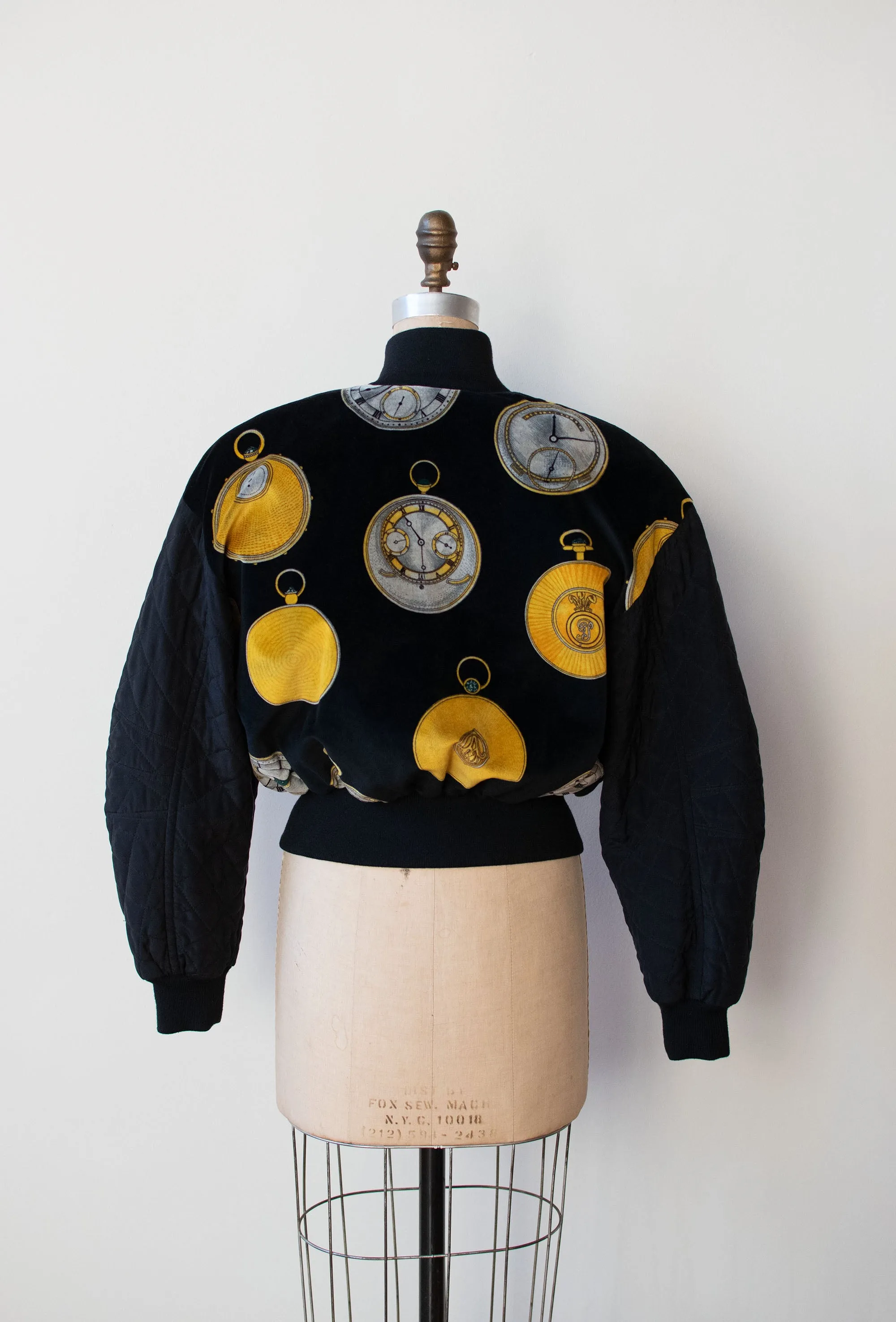 1980s Clock Print Bomber Jacket | Escada