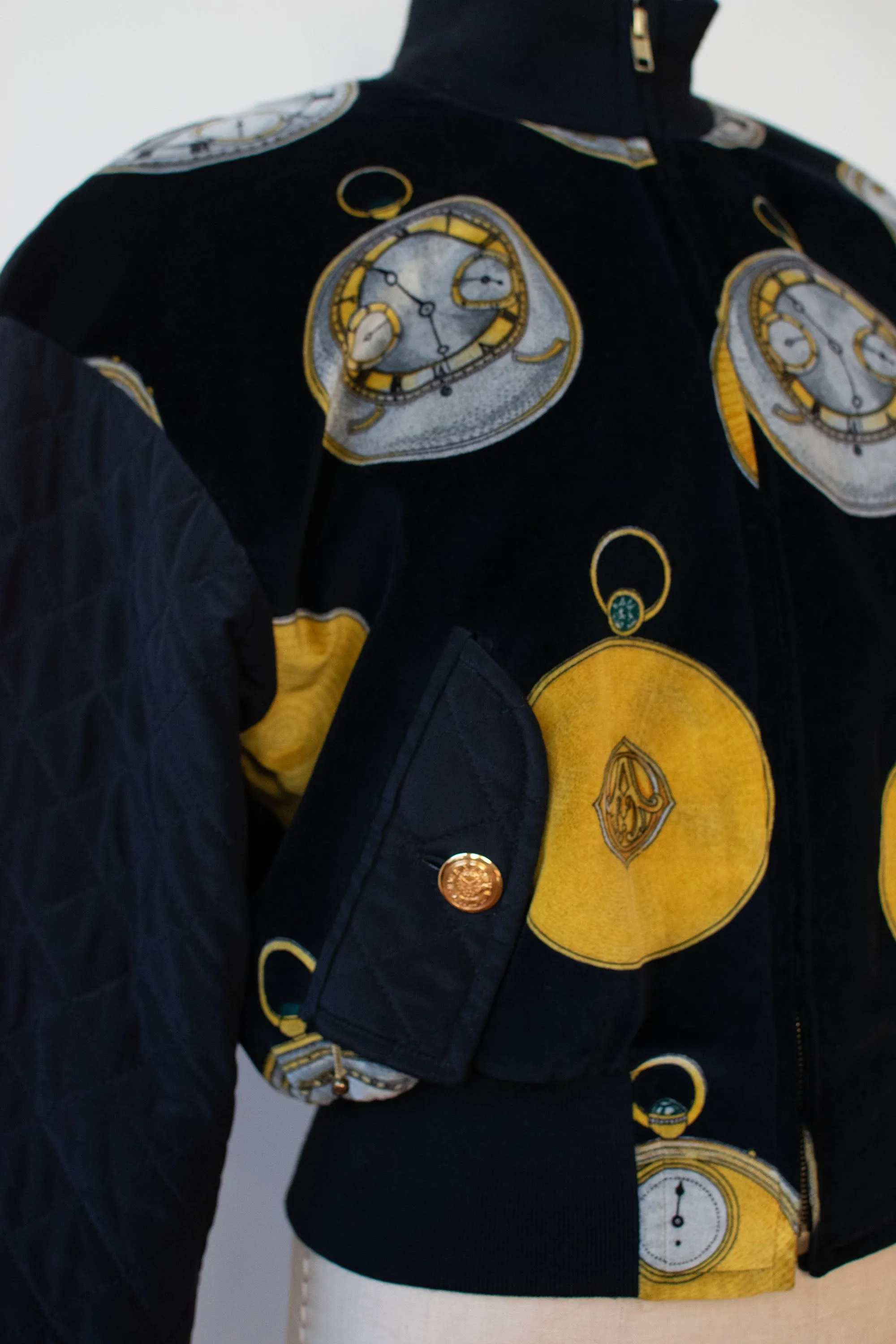 1980s Clock Print Bomber Jacket | Escada
