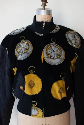 1980s Clock Print Bomber Jacket | Escada