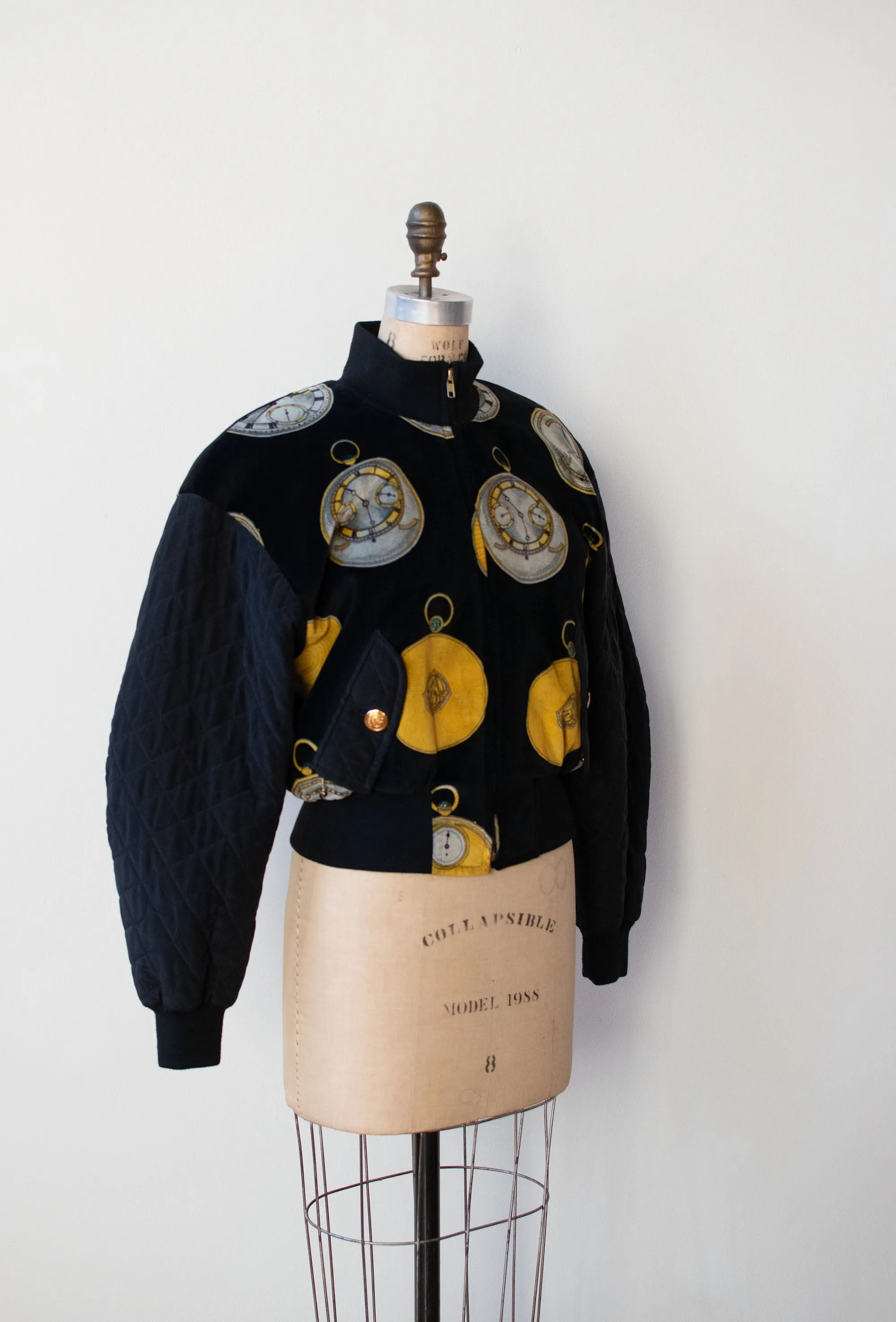 1980s Clock Print Bomber Jacket | Escada