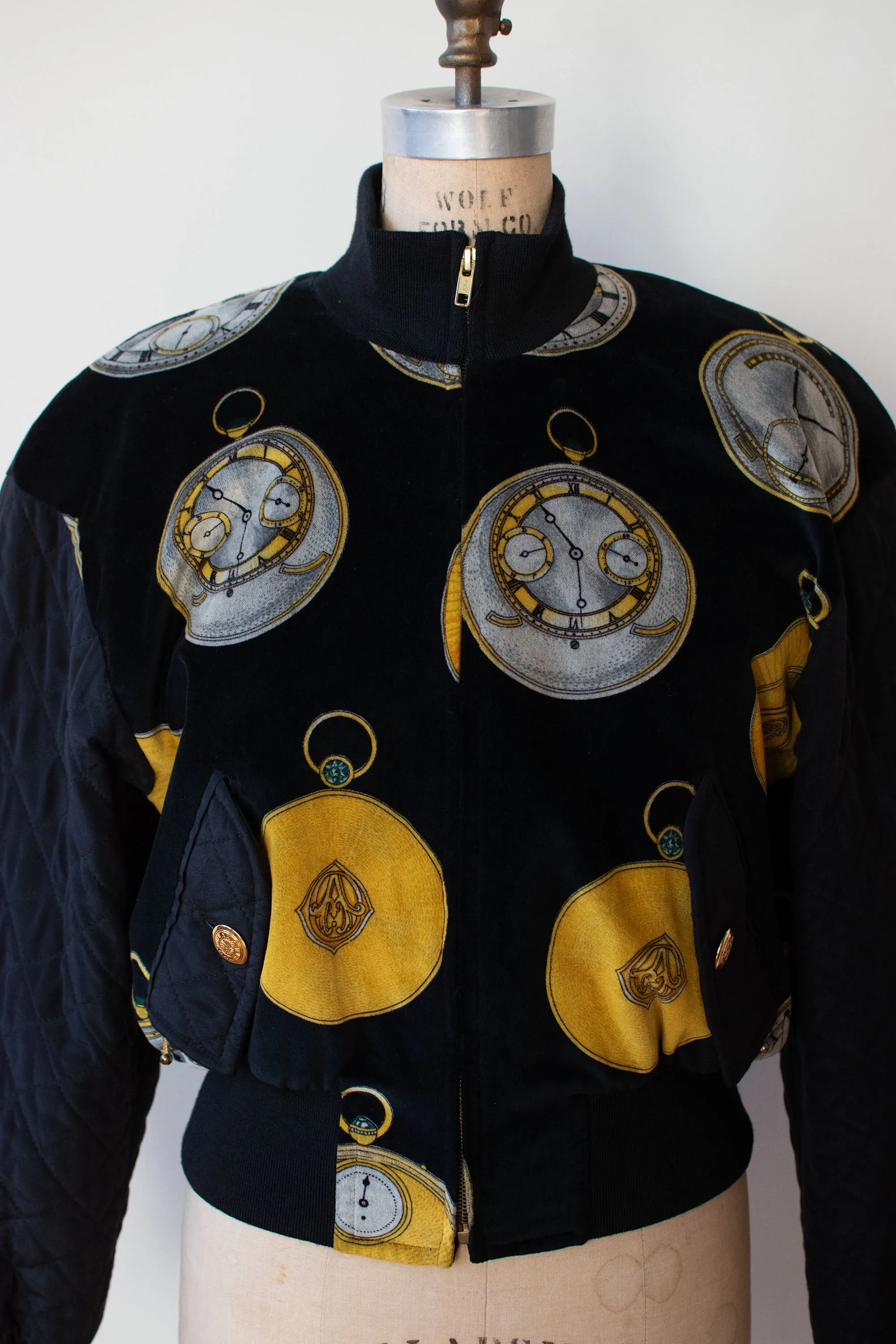 1980s Clock Print Bomber Jacket | Escada