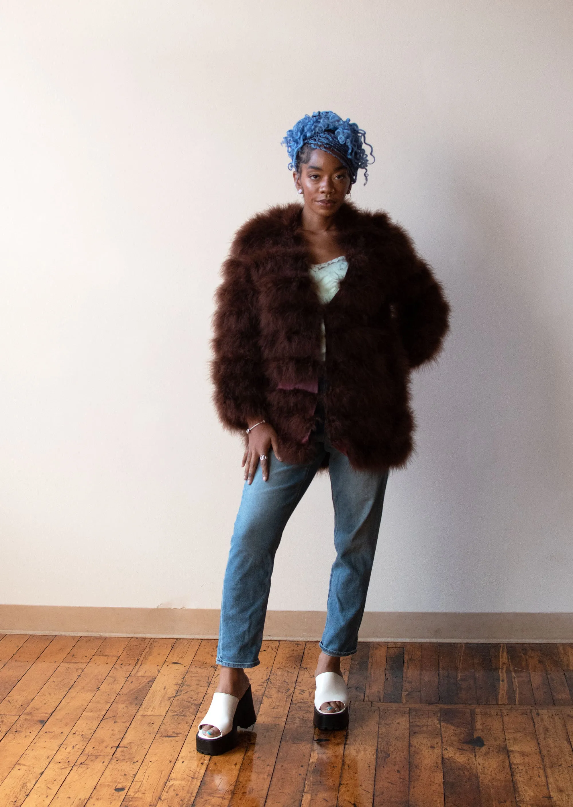 1980s Feather Coat | Emily Wetherby