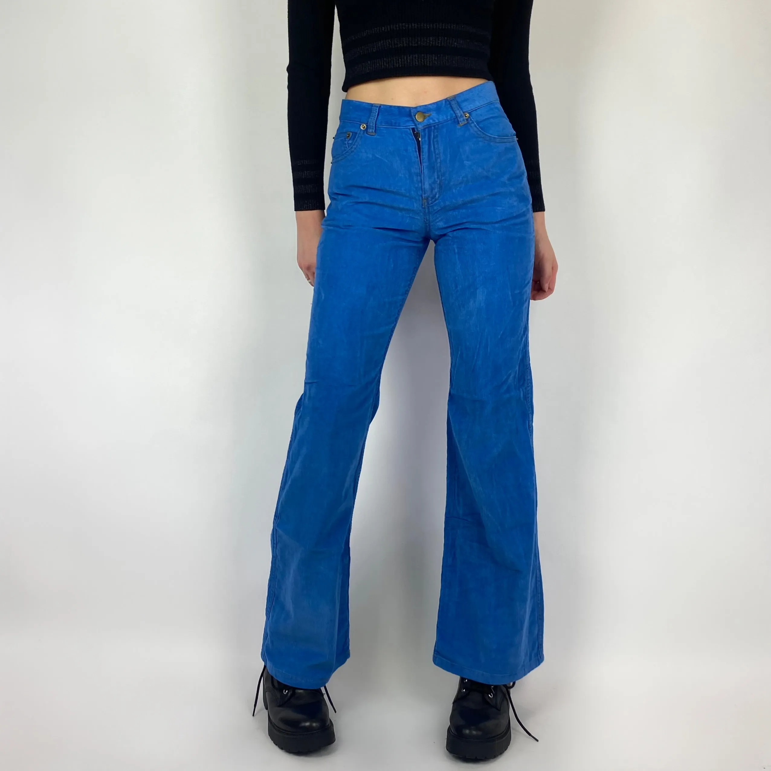 2000s Bright Blue Corduroy High-Rise Pants (S)