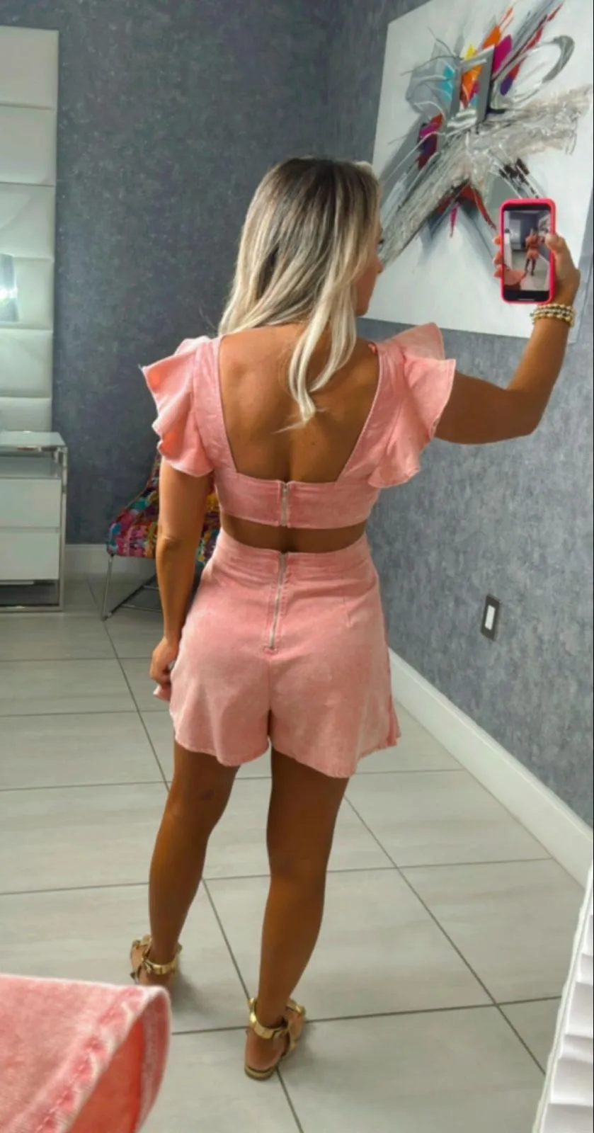 8314 Acid wash twill romper