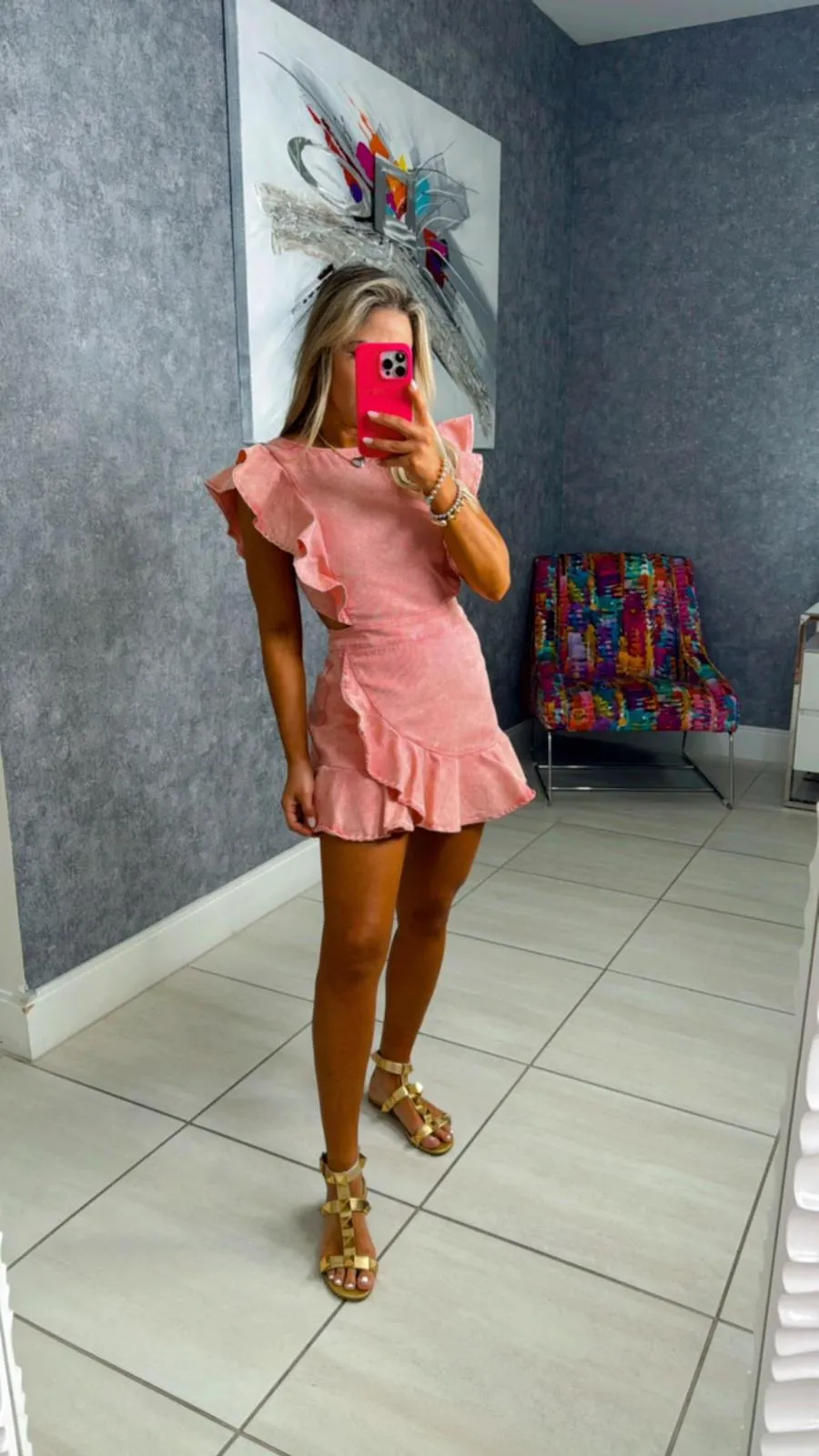 8314 Acid wash twill romper