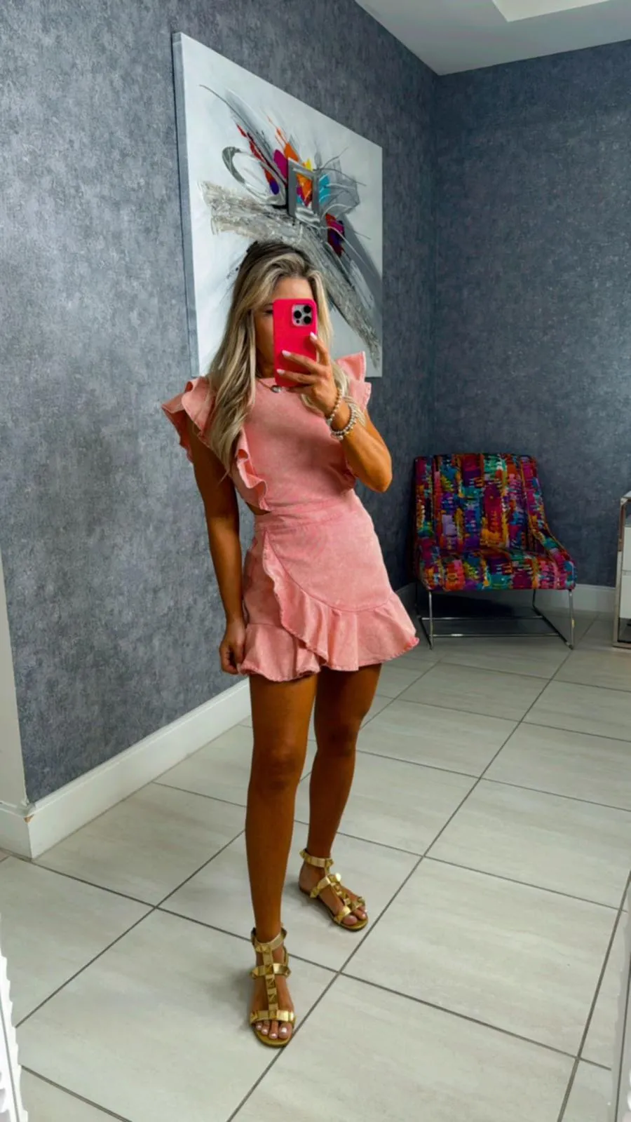 8314 Acid wash twill romper