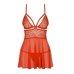 838-BAB-3 babydoll i stringi Red L/XL