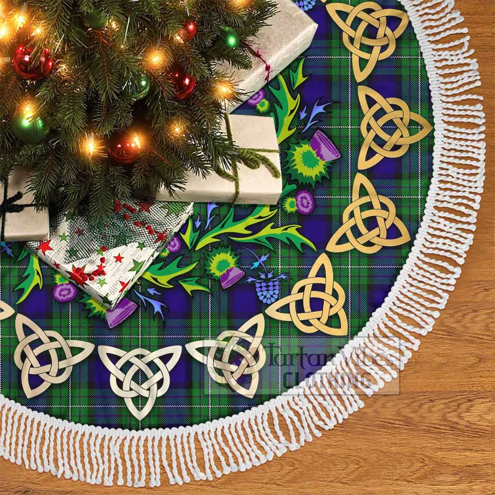 Alexander Tartan Christmas Tree Skirt with Thistle Celtic Knot Style