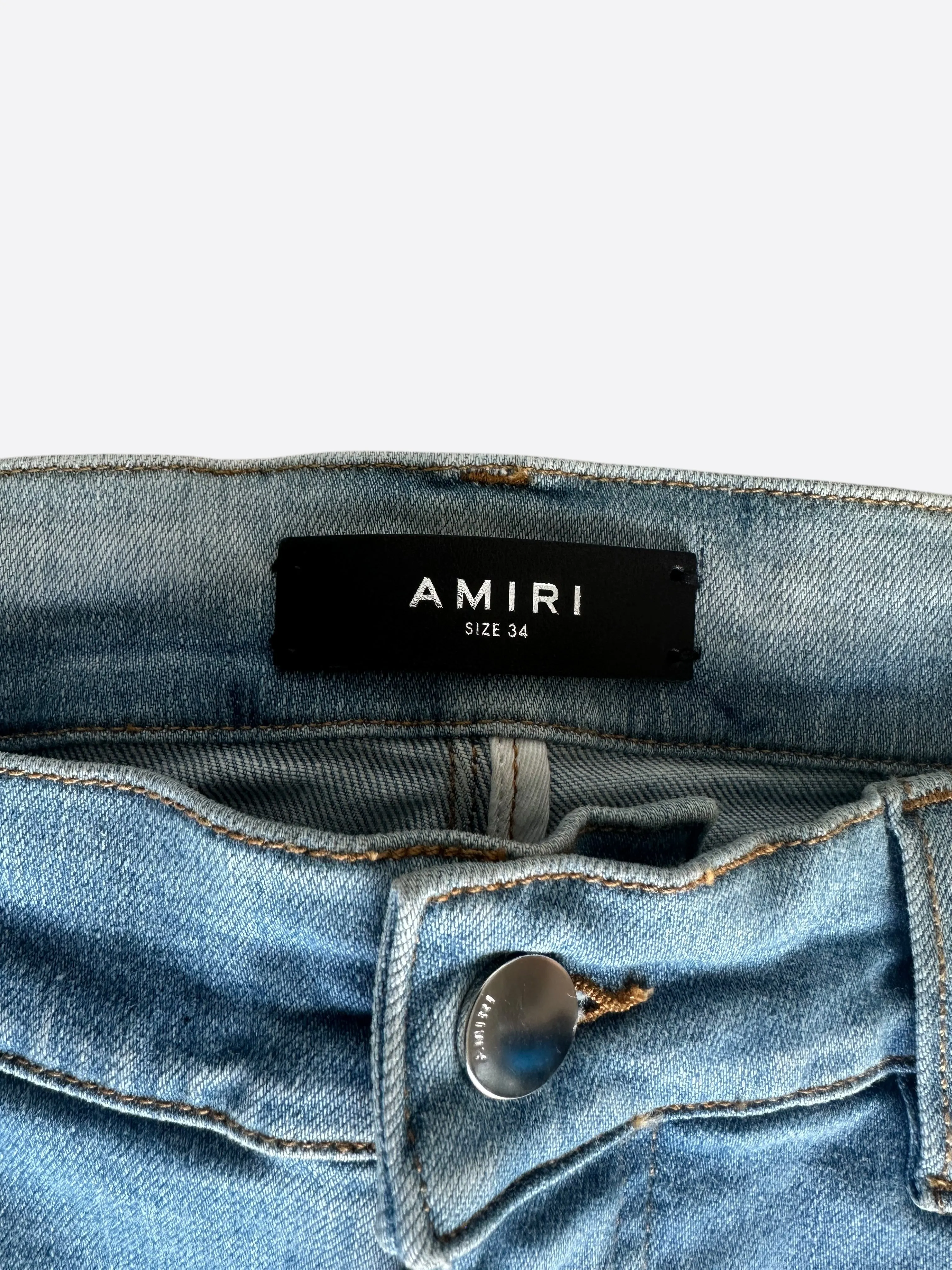 Amiri Indigo Distressed Boro Repair Jeans