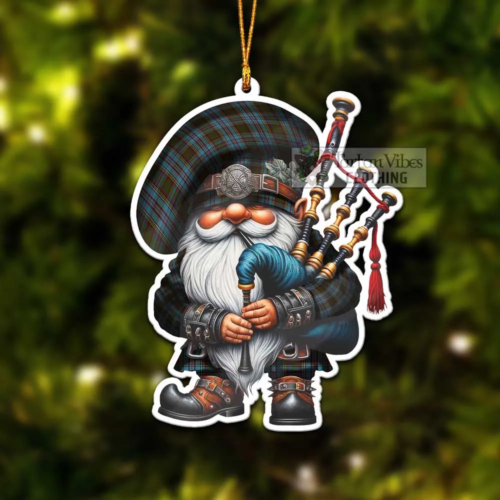 Anderson Tartan Bagpiper Gnome Christmas Ornament