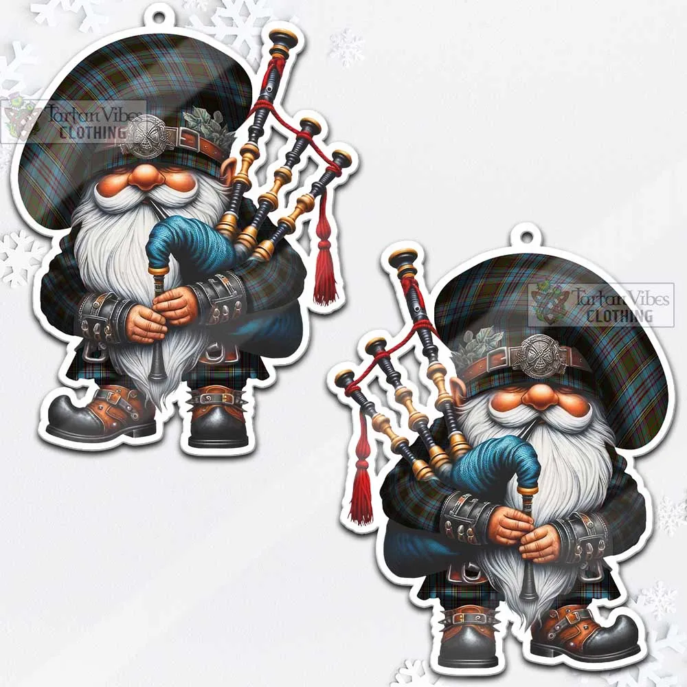 Anderson Tartan Bagpiper Gnome Christmas Ornament