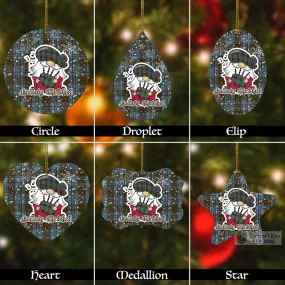 Anderson Tartan Christmas Aluminium Ornament with Gnome Playing Bagpipes