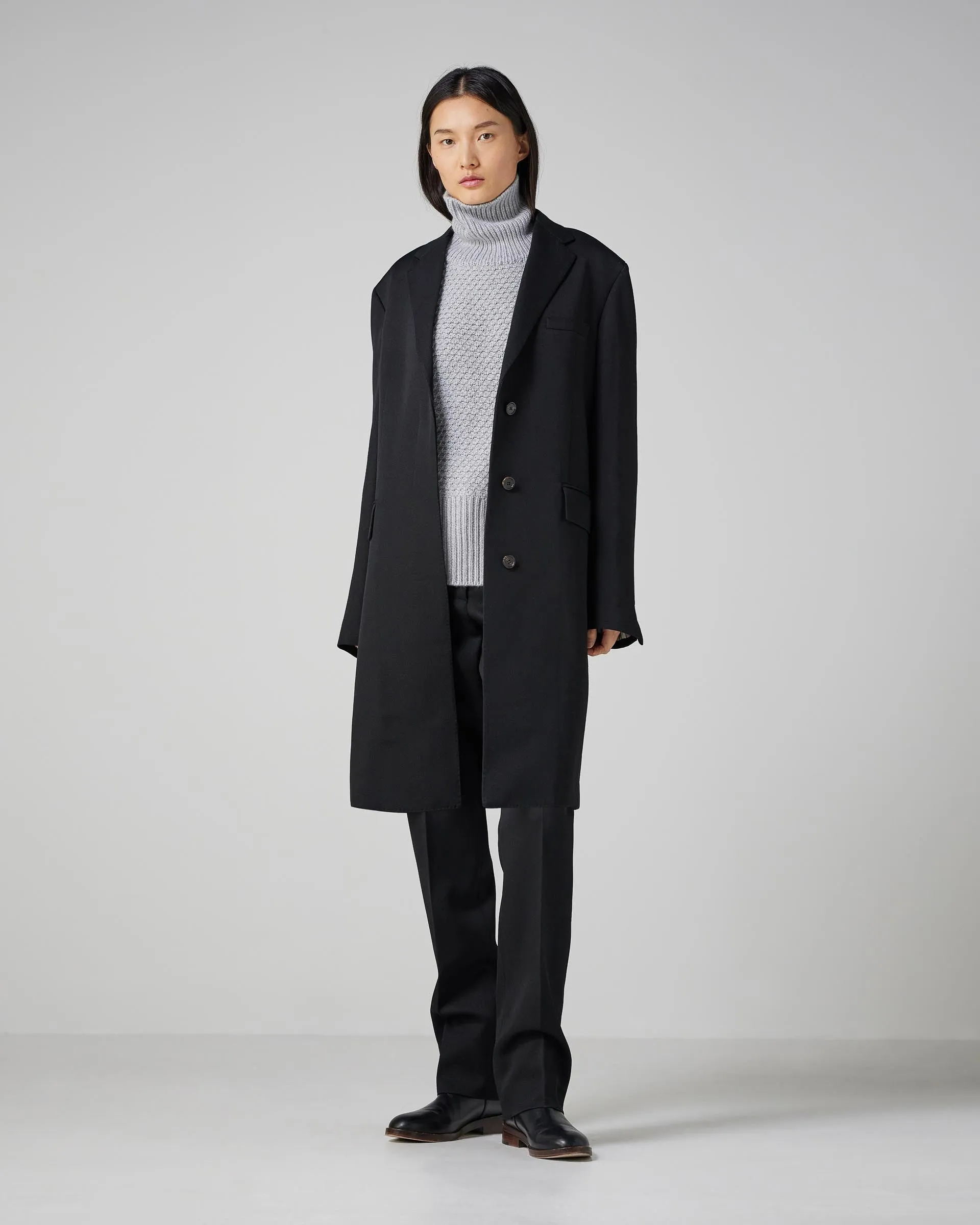 Arlo Coat in Wool Twill, Black