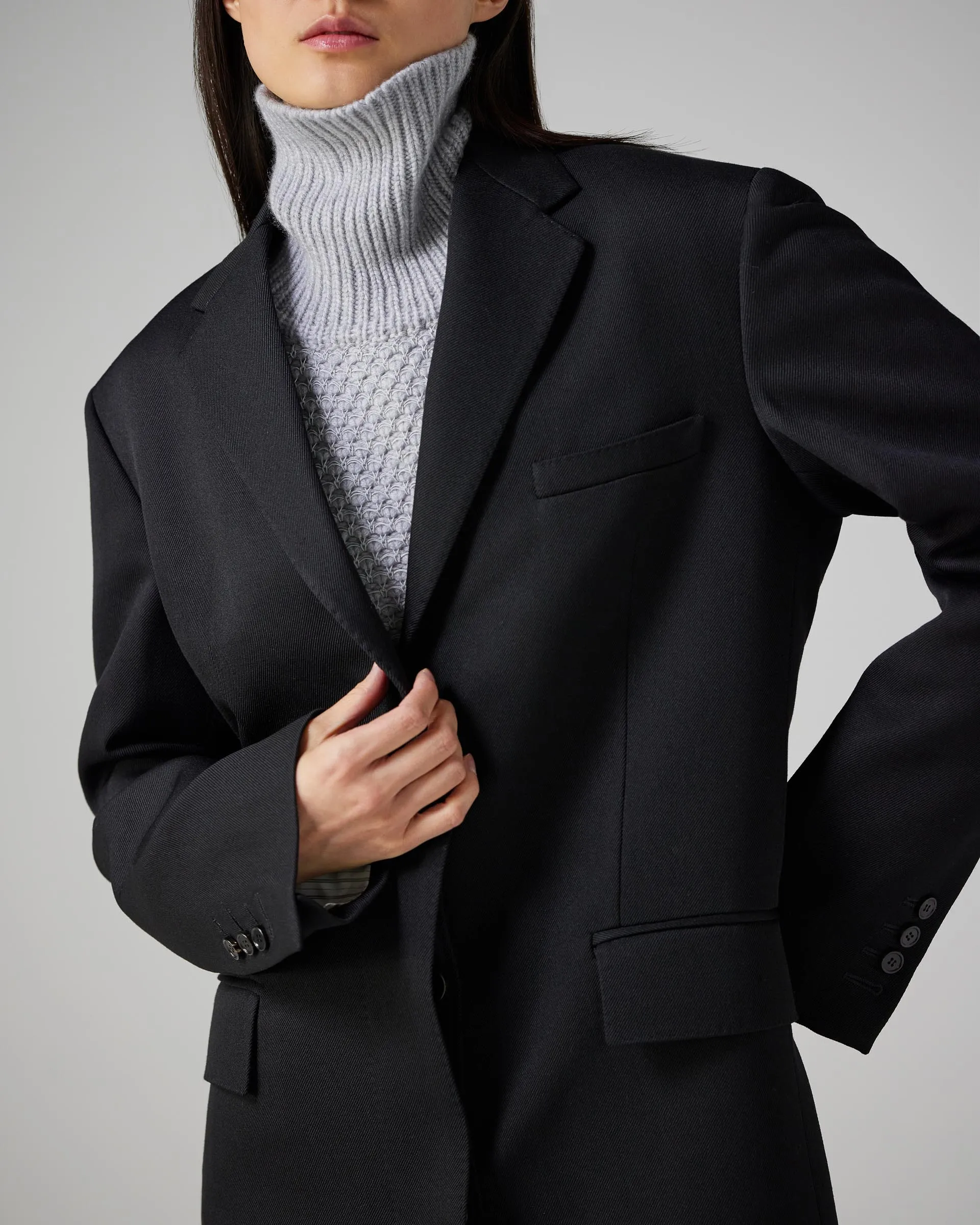 Arlo Coat in Wool Twill, Black