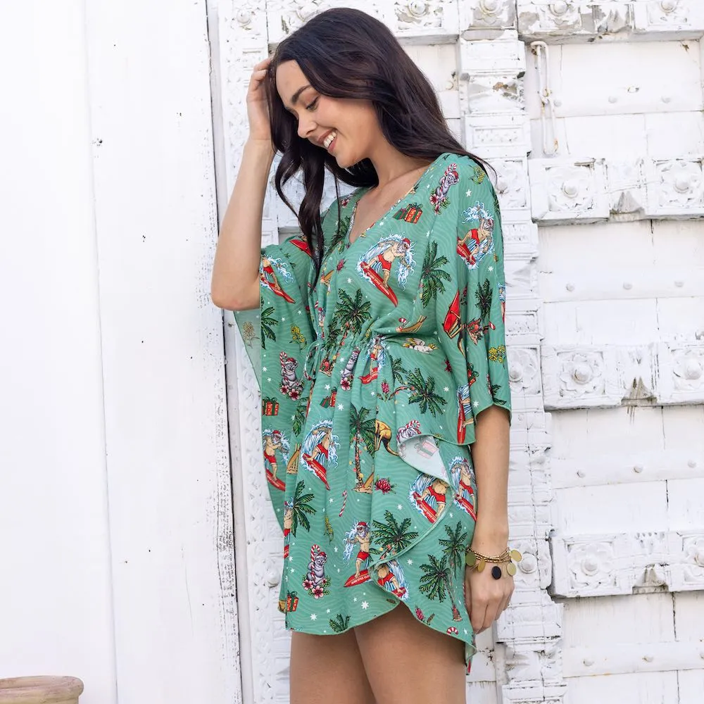 Aussie Christmas Green - Womens Festive Kaftan