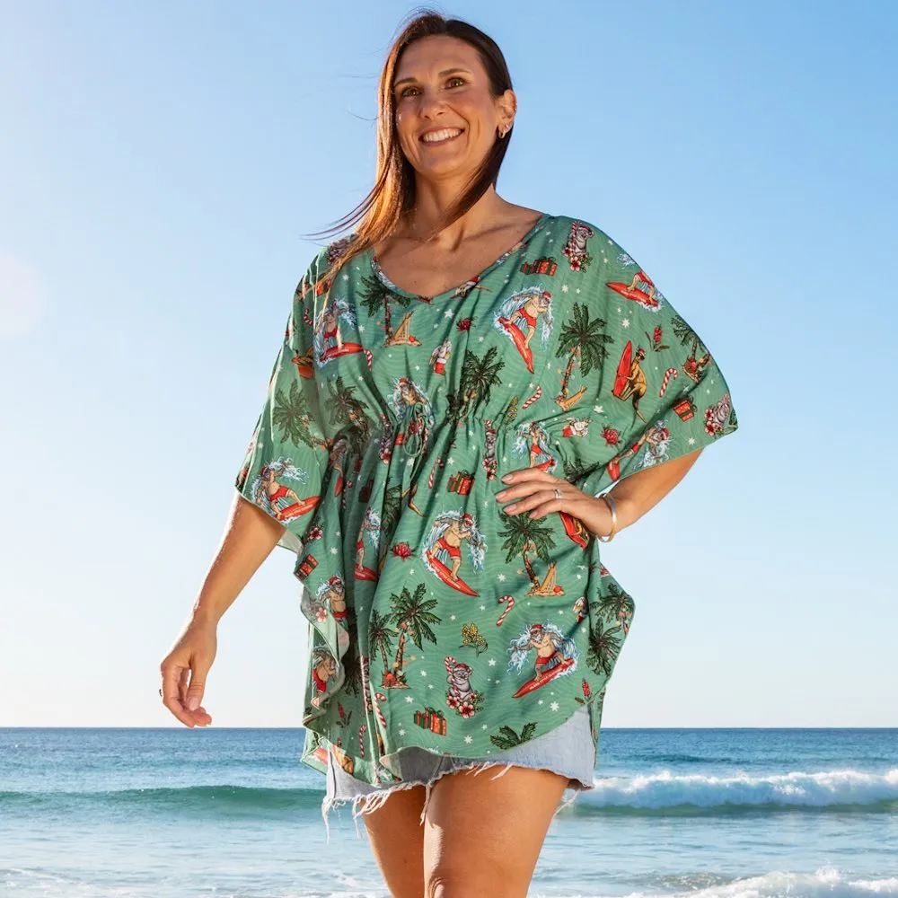 Aussie Christmas Green - Womens Festive Kaftan