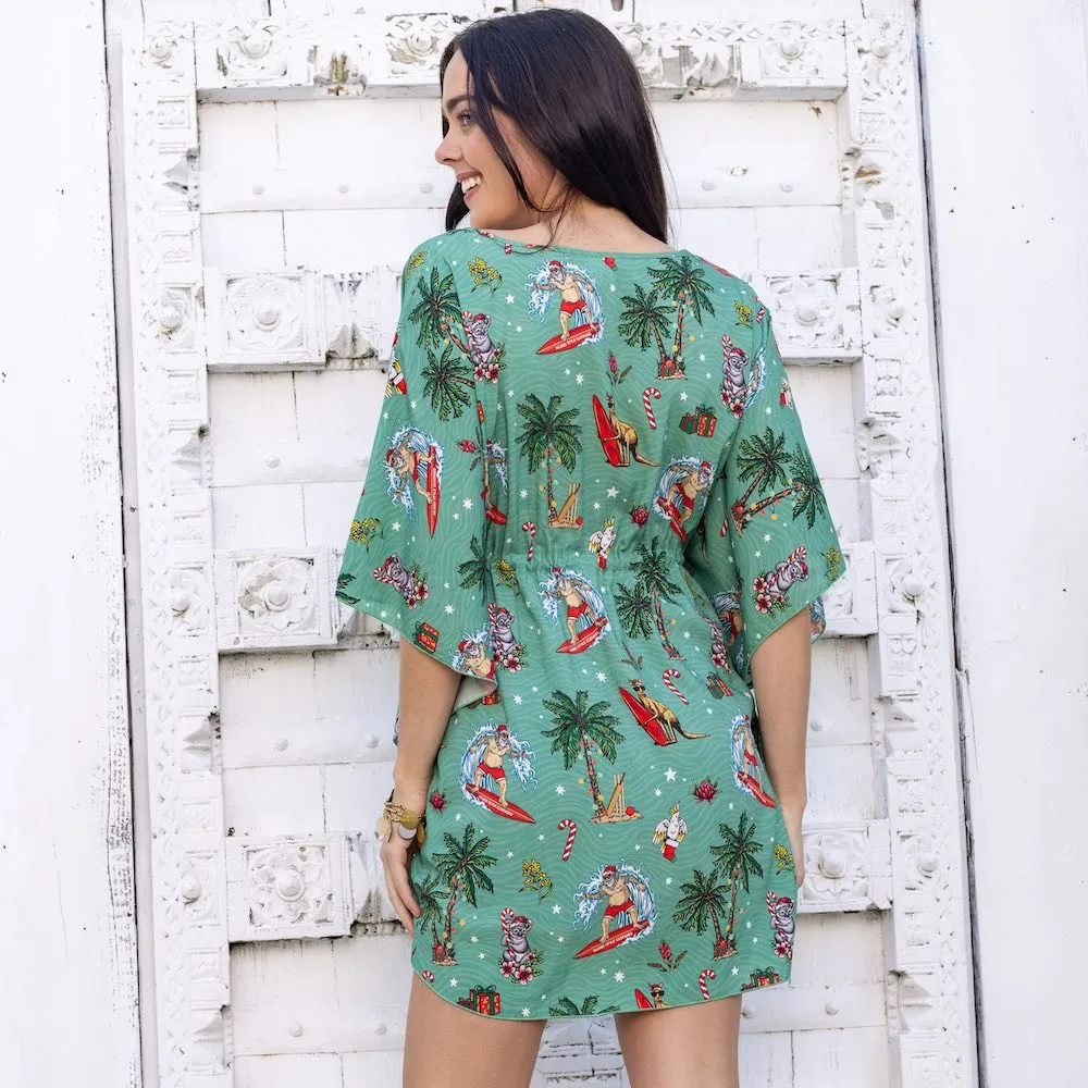 Aussie Christmas Green - Womens Festive Kaftan