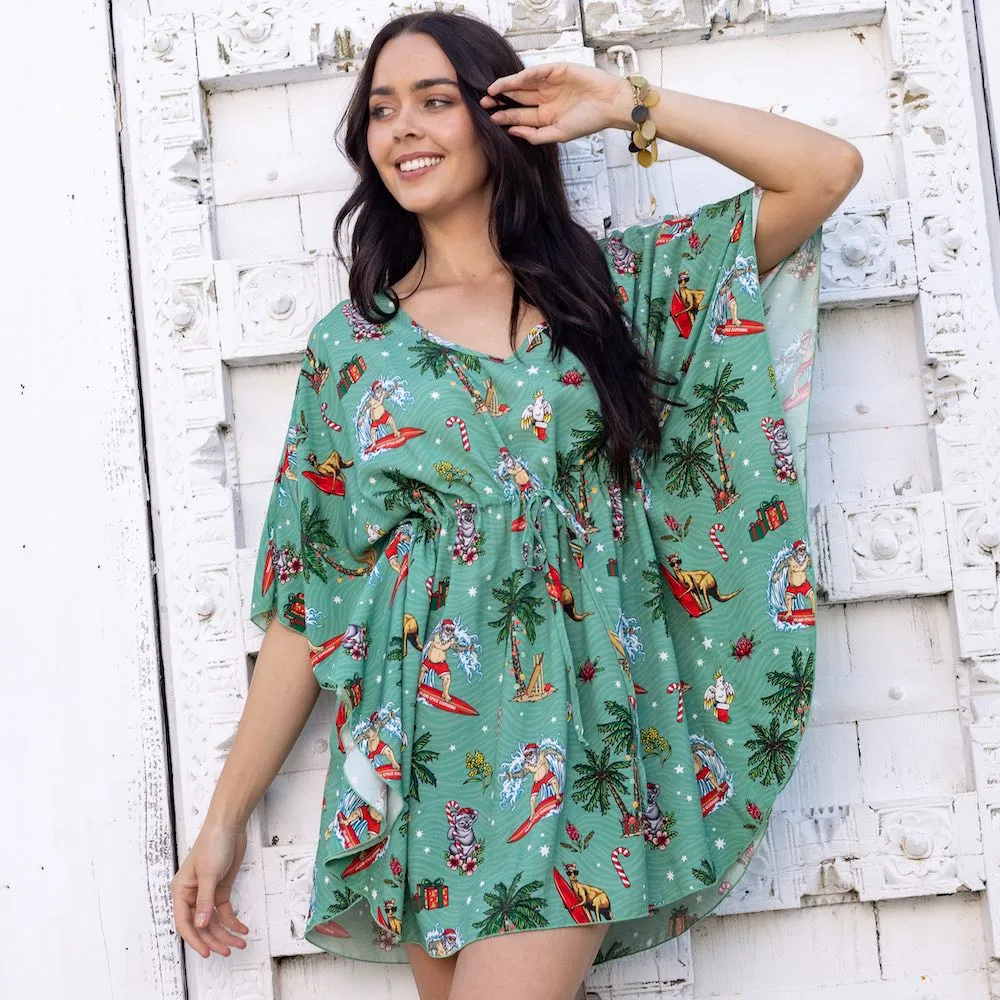 Aussie Christmas Green - Womens Festive Kaftan