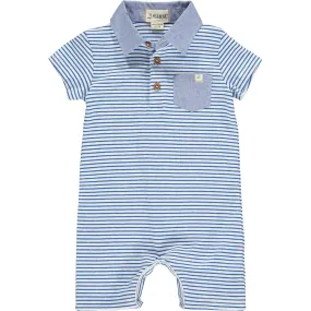 Baby Boy Altash Romper | Royal/Grey Stripe | Me and Henry