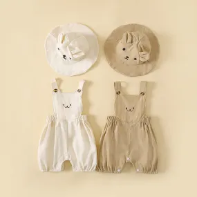 Baby Embroidered Bear Overall with Hat