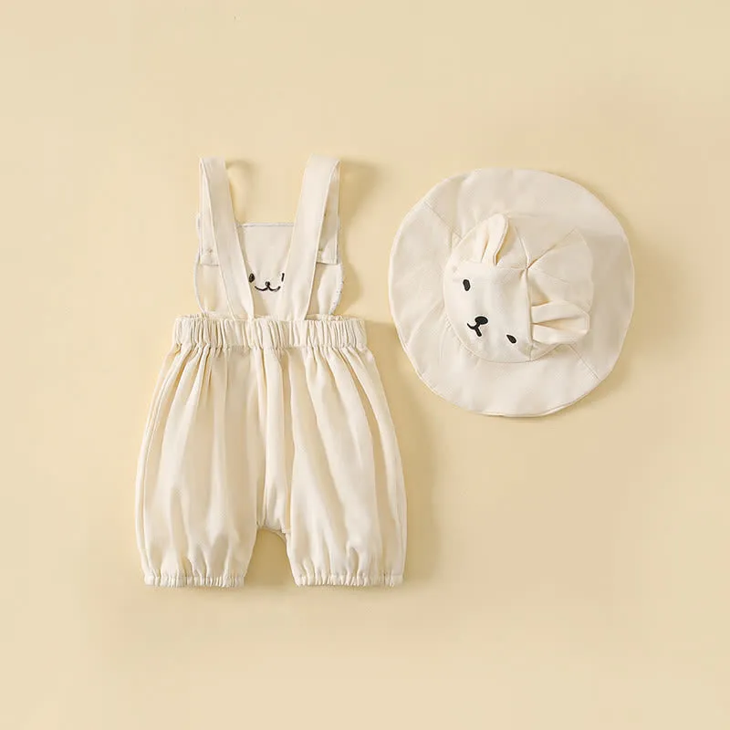 Baby Embroidered Bear Overall with Hat