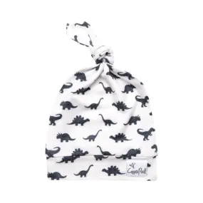 Baby Top Knot Hat | White/Black Dinosaur