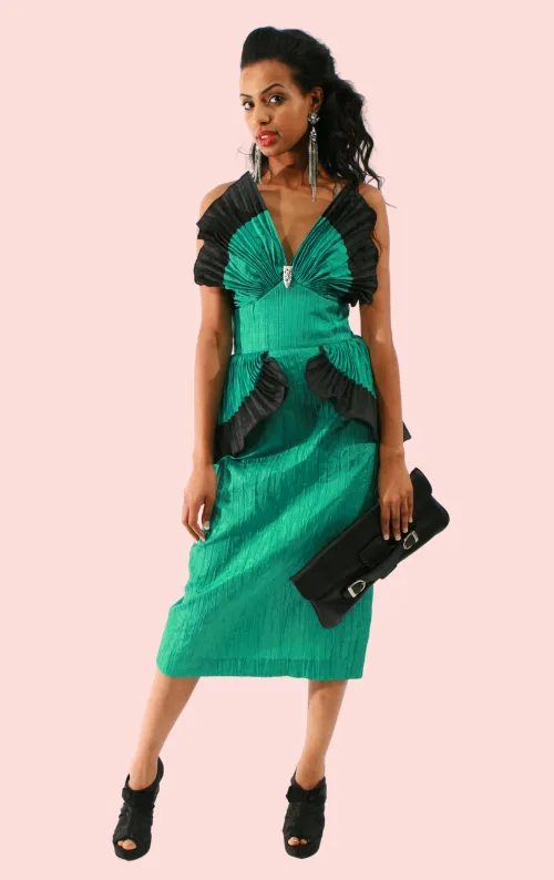 BB Collection Peplum Dress - Green