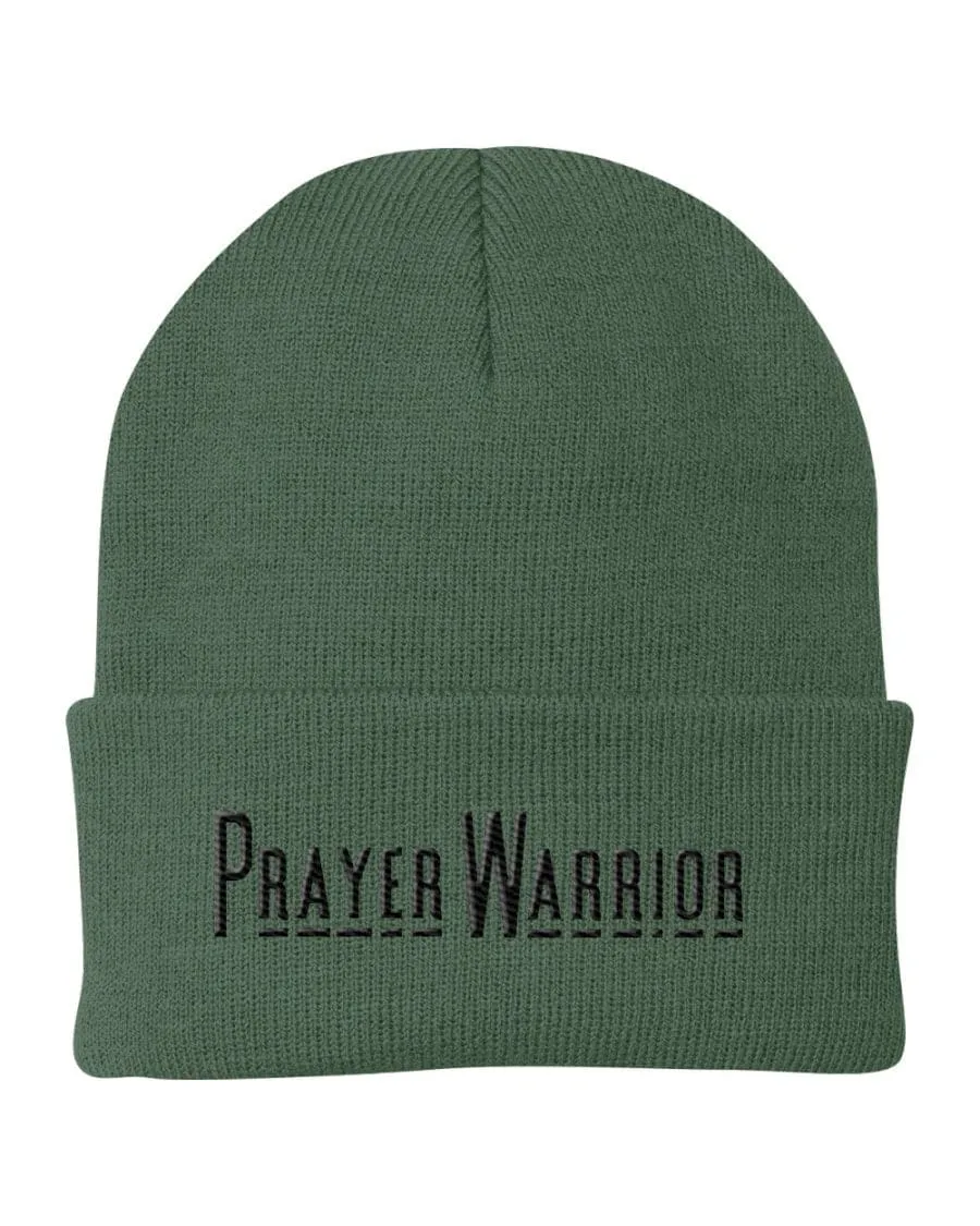 Beanie Knit Hat, Prayer Warrior Embroidered Hat
