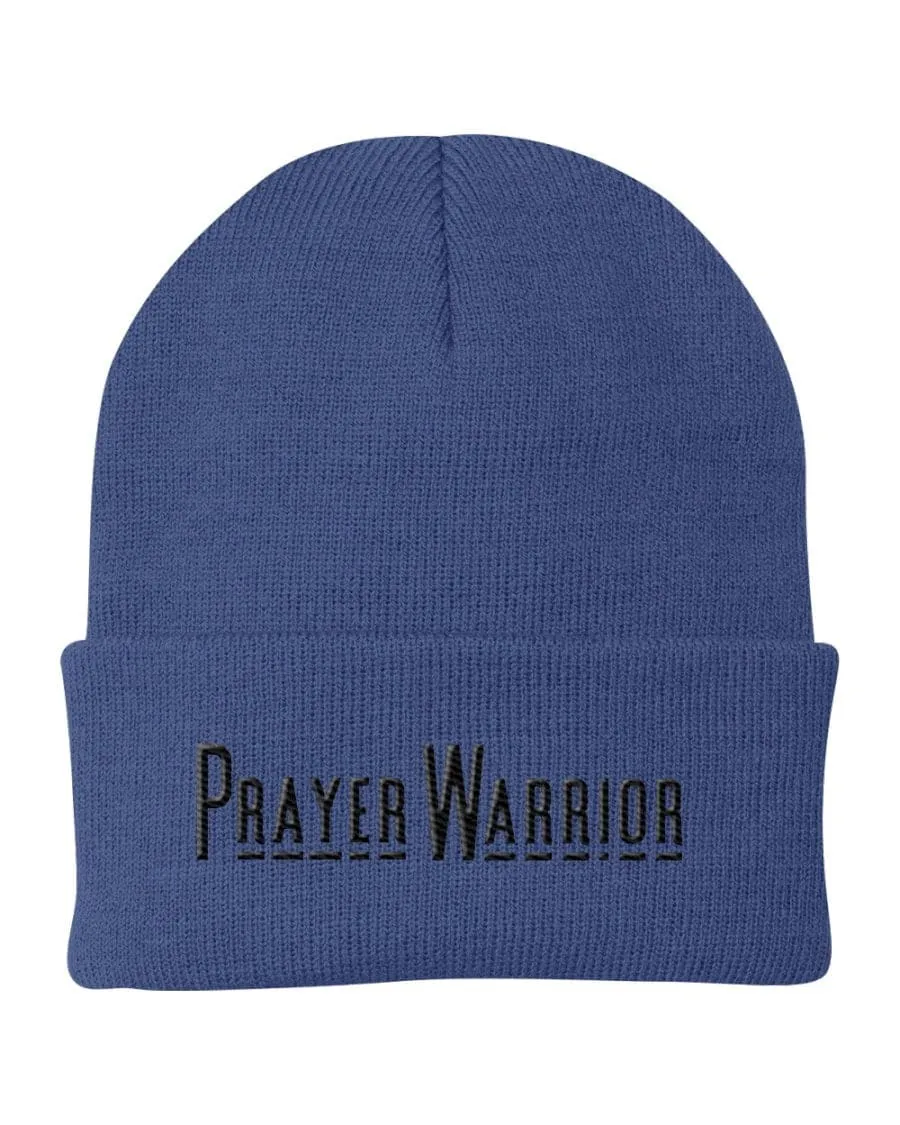 Beanie Knit Hat, Prayer Warrior Embroidered Hat