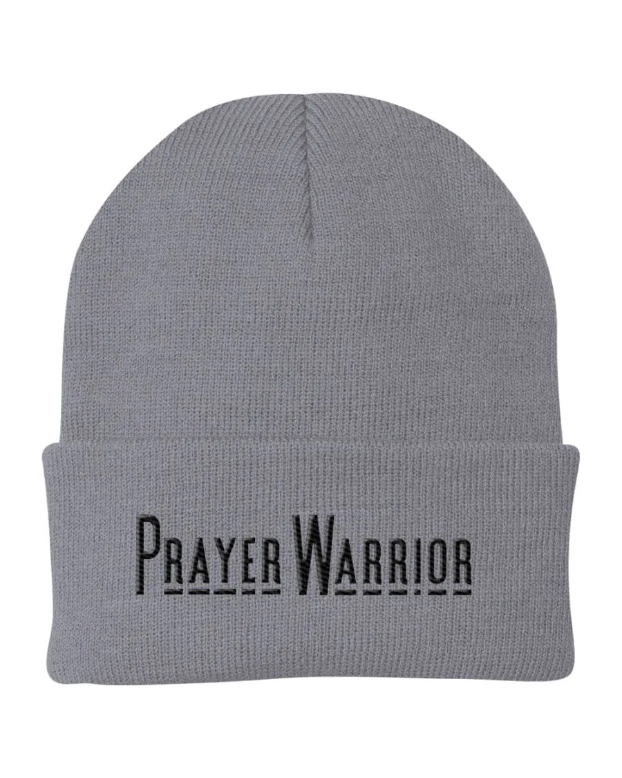 Beanie Knit Hat, Prayer Warrior Embroidered Hat