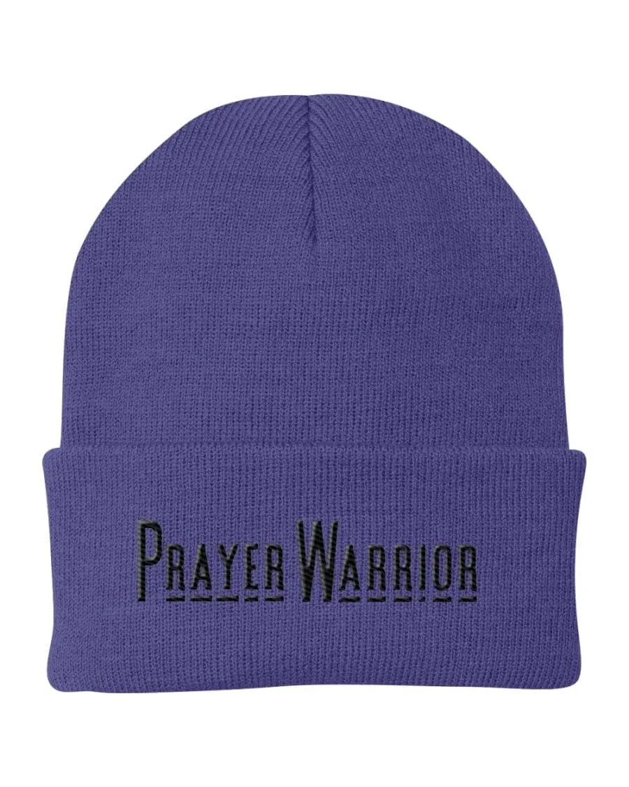 Beanie Knit Hat, Prayer Warrior Embroidered Hat