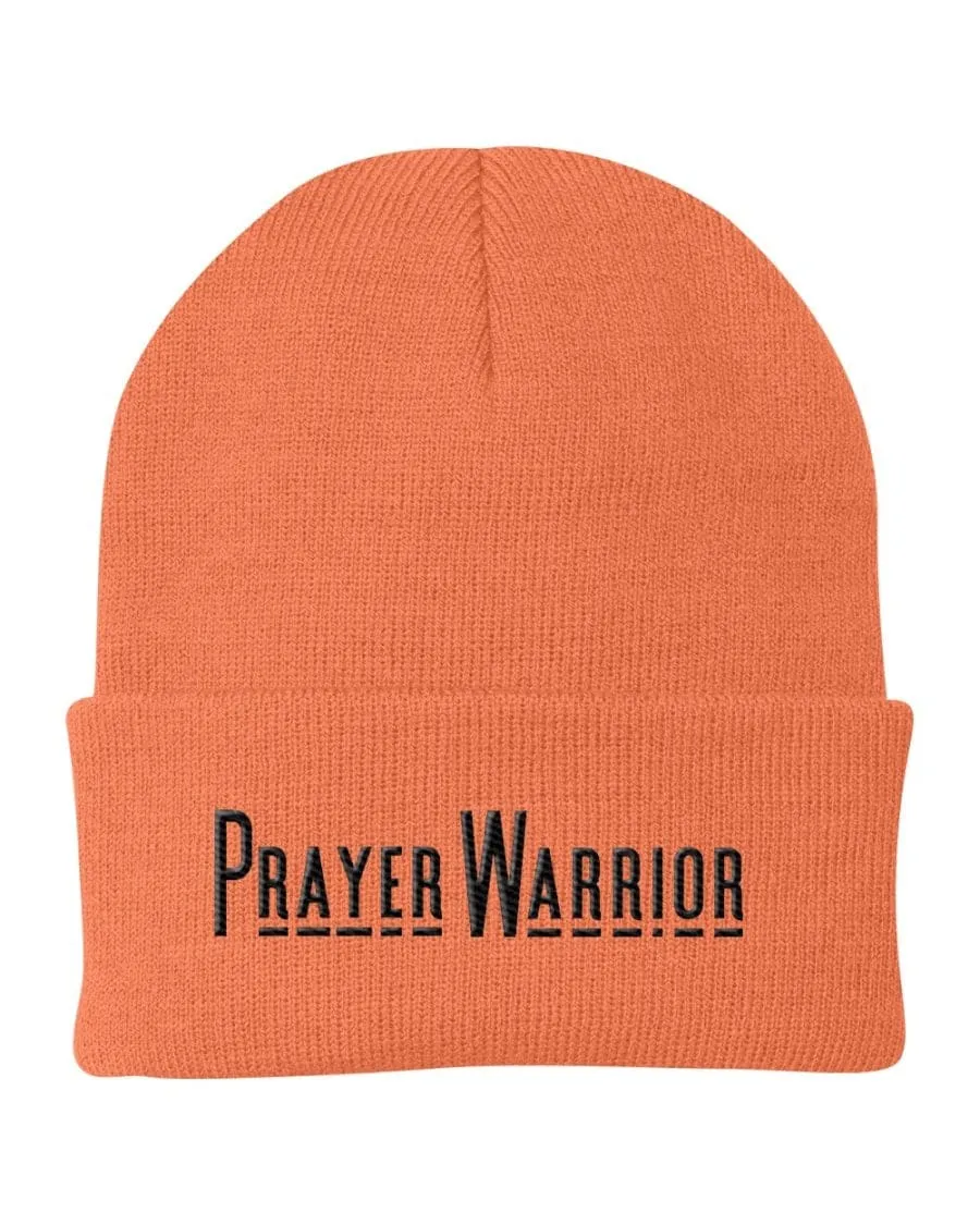Beanie Knit Hat, Prayer Warrior Embroidered Hat