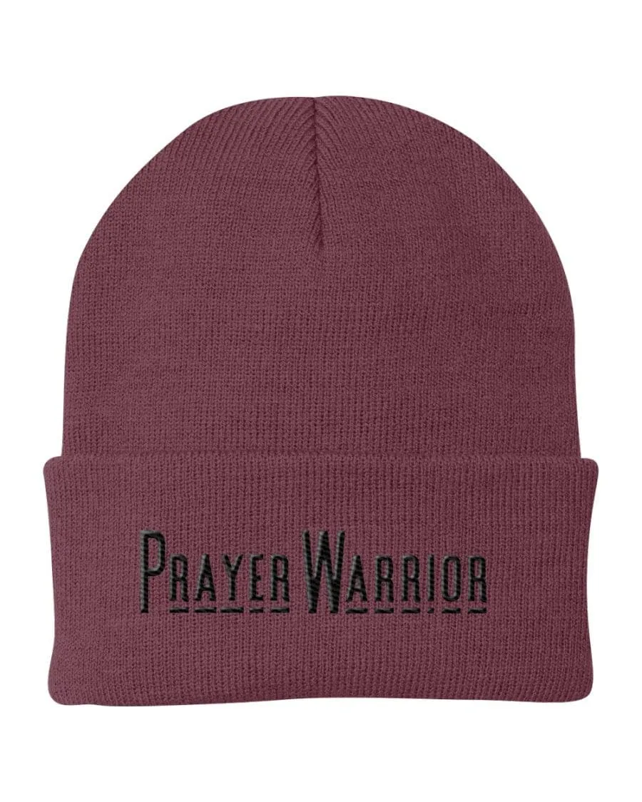 Beanie Knit Hat, Prayer Warrior Embroidered Hat