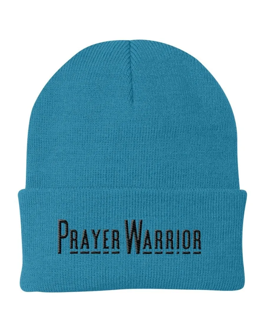 Beanie Knit Hat, Prayer Warrior Embroidered Hat
