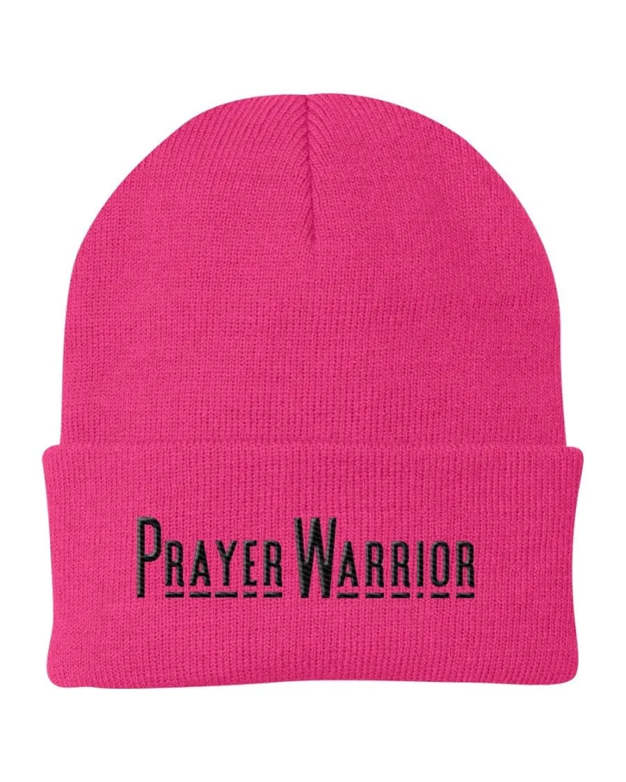 Beanie Knit Hat, Prayer Warrior Embroidered Hat