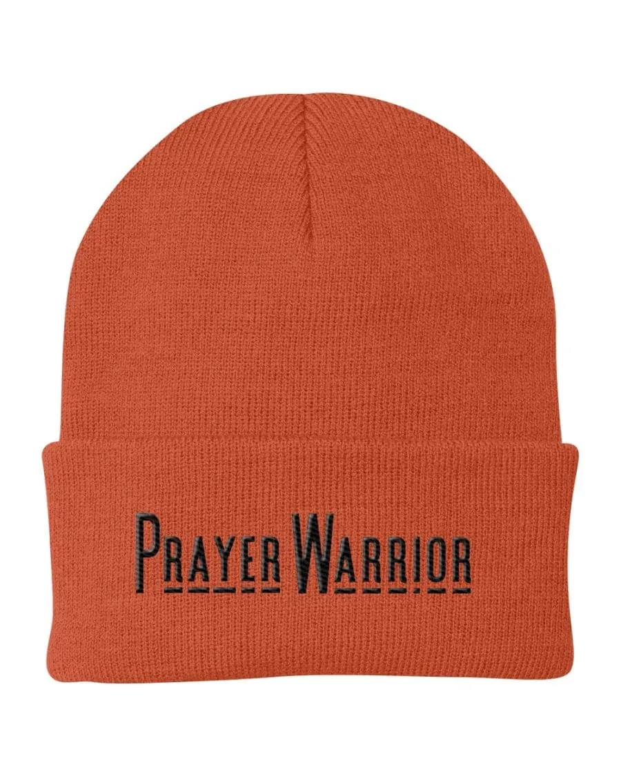 Beanie Knit Hat, Prayer Warrior Embroidered Hat