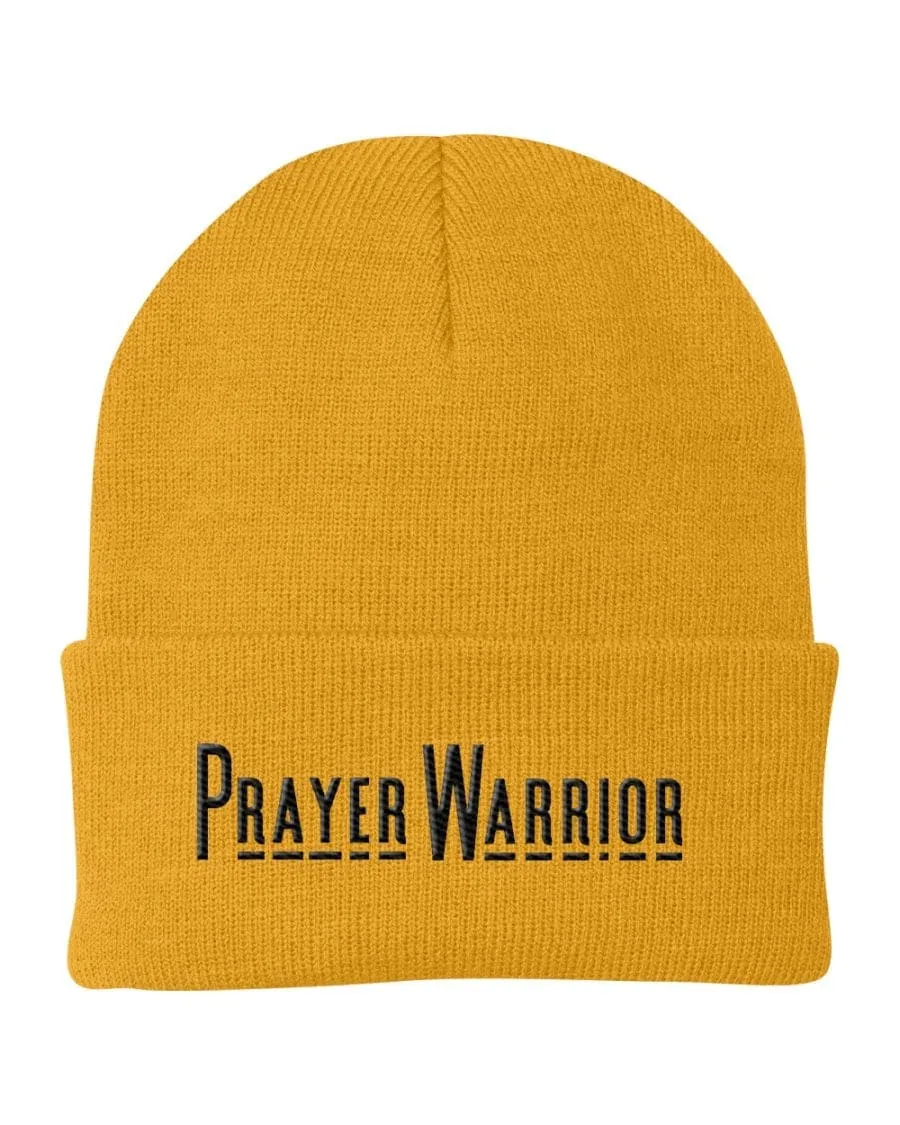 Beanie Knit Hat, Prayer Warrior Embroidered Hat