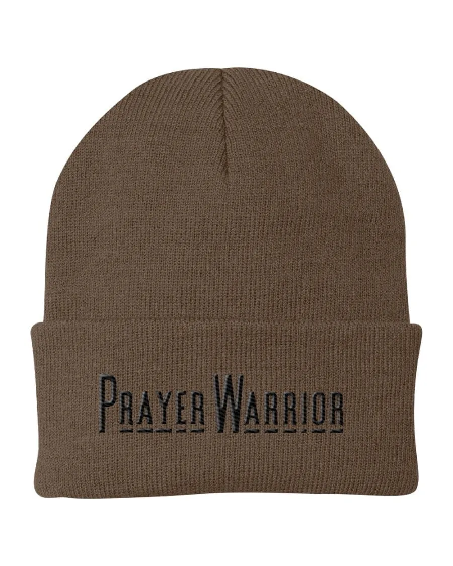 Beanie Knit Hat, Prayer Warrior Embroidered Hat