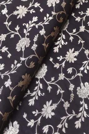 Black Banarasi Silk Fabric ( 1 Mtr )