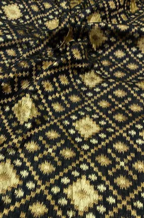 Black Banarasi Silk Fabric ( 1 Mtr )