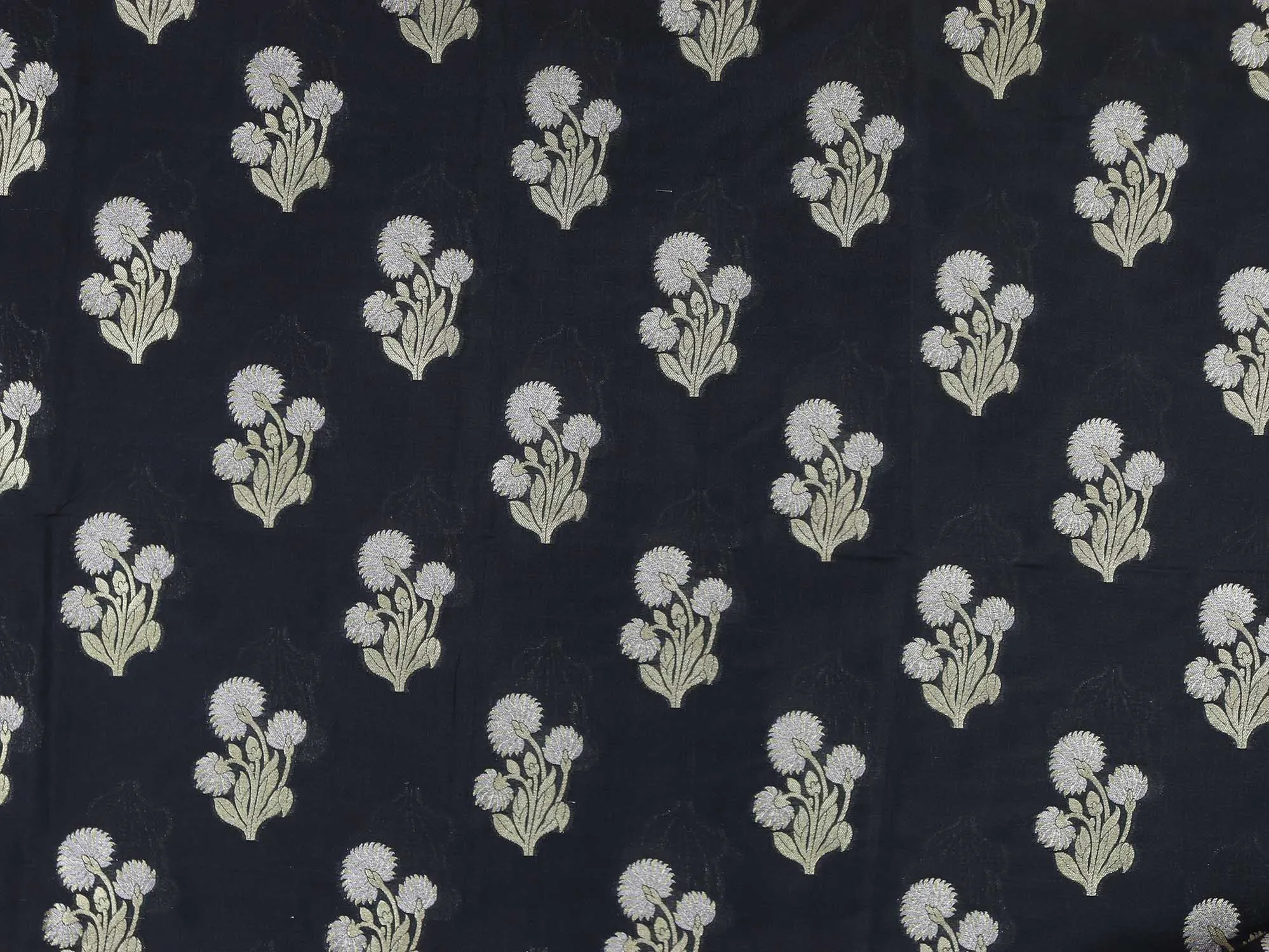Black Banarasi Silk Fabric ( 1 Mtr )