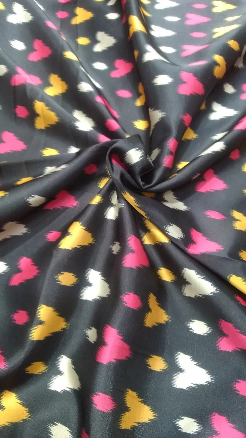 Black Digital Printed Gajji Silk Fabric ( 1 Mtr )