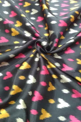 Black Digital Printed Gajji Silk Fabric ( 1 Mtr )